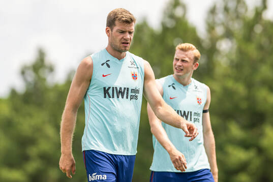 Alexander Sørloth and Sondre Langås of the Norwegian