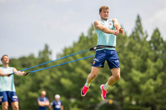 Alexander Sørloth of the Norwegian national football team