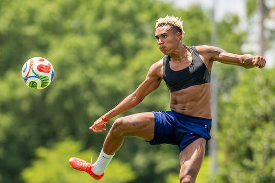 Antonio Nusa of the Norwegian national football team at a