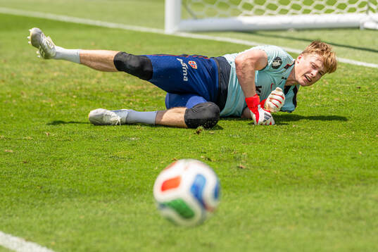 Goalkeeper Sander Tangvik of the Norwegian national