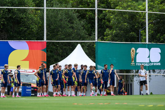 Players of the Swedish national football team at a training