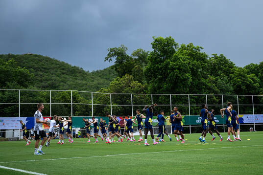 Players of the Swedish national football team at a training