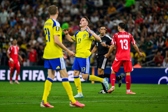Viktor Gyökeres of Sweden reacts