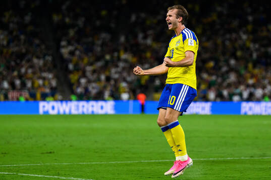 Benjamin Nygren of Sweden celebrates
