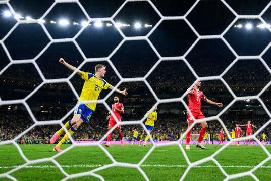 Alexander Bernhardsson of Sweden celebrates as Alexander