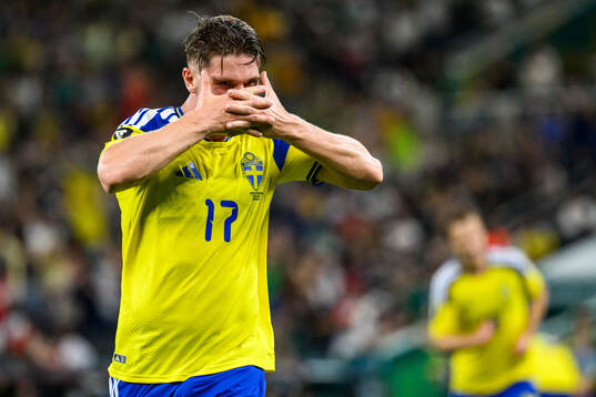 Viktor Gyökeres of Sweden celebrates