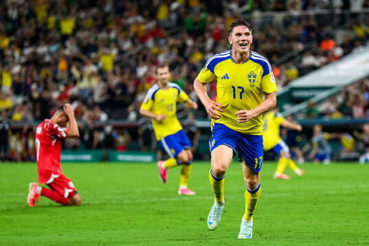 Viktor Gyökeres of Sweden celebrates