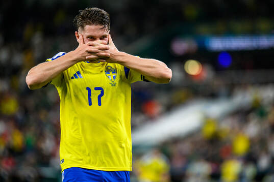Viktor Gyökeres of Sweden celebrates