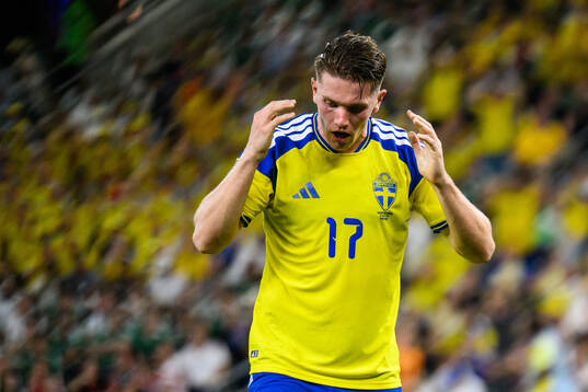 Viktor Gyökeres of Sweden reacts
