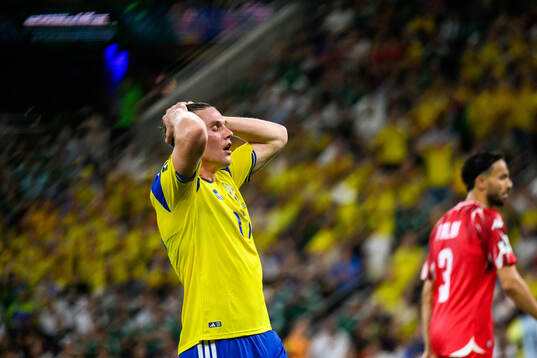 Viktor Gyökeres of Sweden reacts