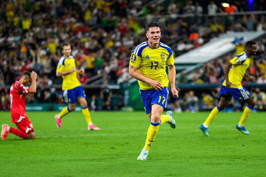 Viktor Gyökeres of Sweden celebrates