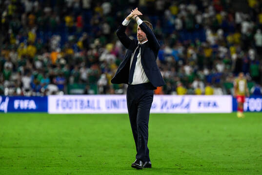 Head coach Graham Potter of Sweden celebrates