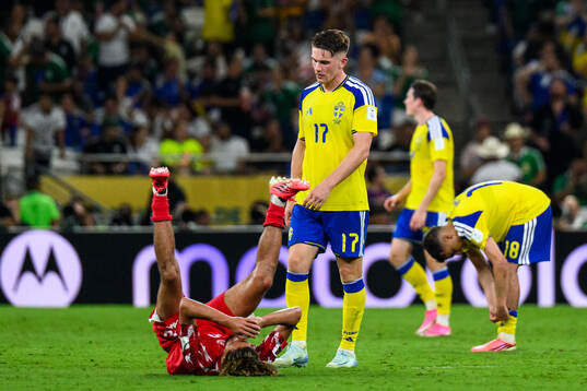 Hannibal Mejbri of Tunisia and Viktor Gyökeres of Sweden