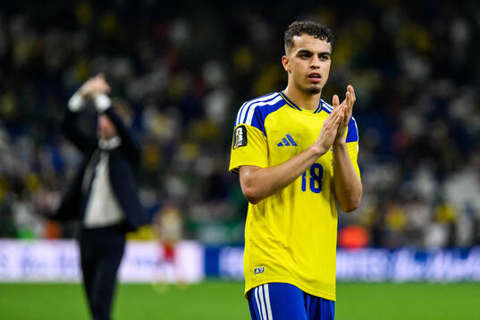 Yasin Ayari of Sweden celebrates