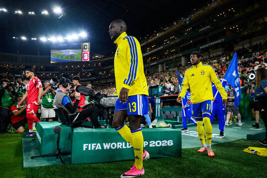 Ken Sema and Anthony Elanga of Sweden
