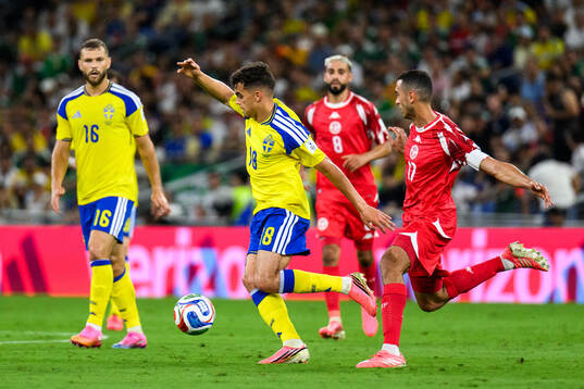Jesper Karlström and Yasin Ayari of Sweden against Elias