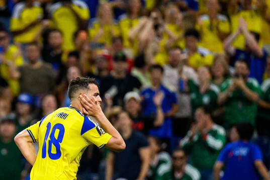 Yasin Ayari of Sweden celebrates