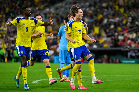 Alexander Isak, Elliot Stroud and Mattias Svanberg of