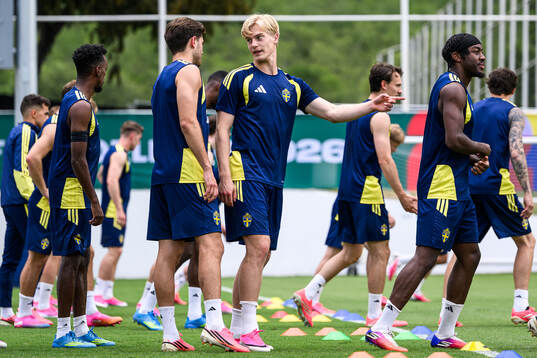 Lucas Bergvall of the Swedish national football team at a