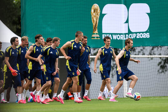 Players of the Swedish national football team at a training