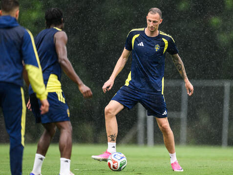 Gustaf Nilsson of the Swedish national football team at a