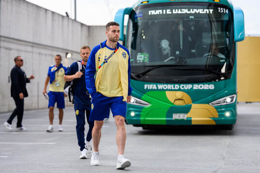 Gabriel Gudmundsson of Sweden arrives at Estadio Monterrey