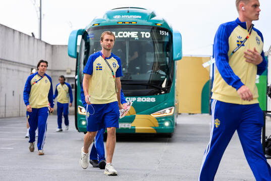 Benjamin Nygren of Sweden arrives at Estadio Monterrey