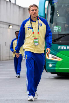 Carl Starfelt of Sweden arrives at Estadio Monterrey