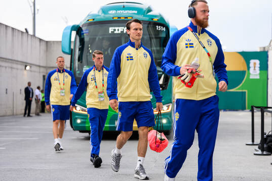 Hjalmar Ekdal of Sweden arrive at Estadio Monterrey