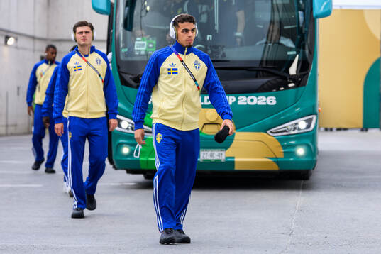 Yasin Ayari of Sweden arrives at Estadio Monterrey