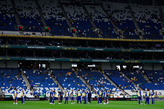 Players of Sweden at Estadio Monterrey