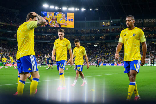 Viktor Gyökeres, Yasin Ayari and Isak Hien of Sweden