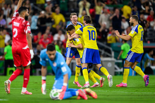 Alexander Bernhardsson and Yasin Ayari of Sweden celebrate