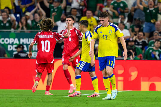 Viktor Gyökeres of Sweden looks dejected