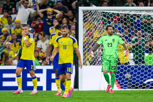 goalkeeper Kristoffer Nordfeldt of Sweden looks dejected