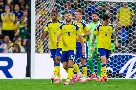 Jesper Karlström of Sweden looks dejected