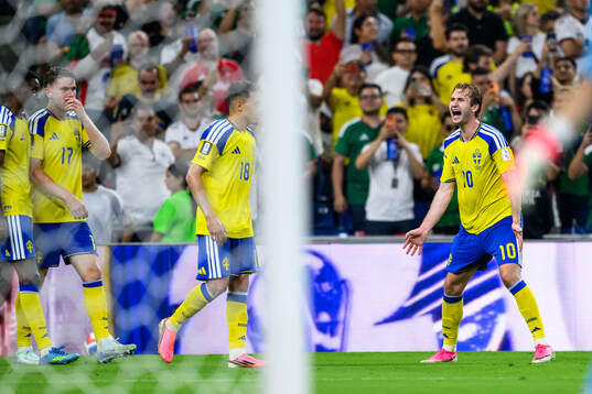 Benjamin Nygren of Sweden celebrates