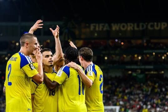 Yasin Ayari of Sweden celebrates
