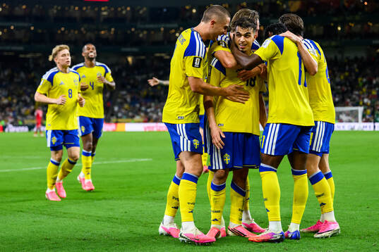Yasin Ayari of Sweden celebrates