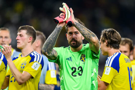 goalkeeper Kristoffer Nordfeldt of Sweden celebrates