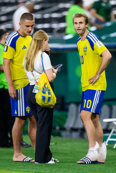 Benjamin Nygren of Sweden with ice bags