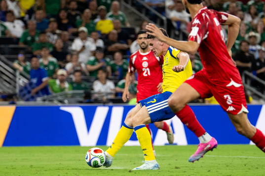 Viktor Gyökeres of Sweden scores the 3-1 goal