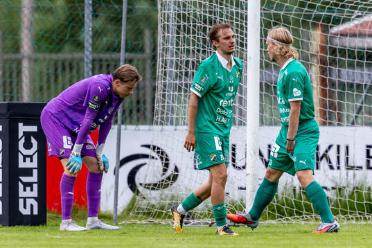 Ljungskiles målvakt Lukas Eriksson , Emilio Reljanovic och