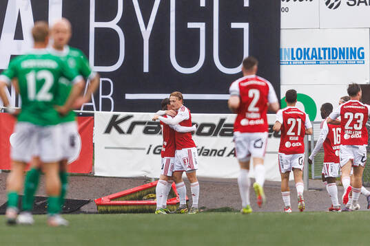 Sandvikens Johan Arvidsson och Christian Wagner jublar