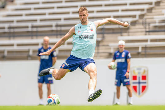 Kristoffer Ajer of the Norwegian national football team at