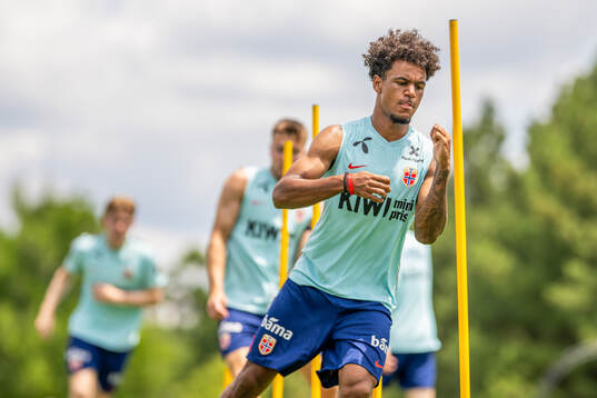 Oscar Bobb of the Norwegian national football team at a