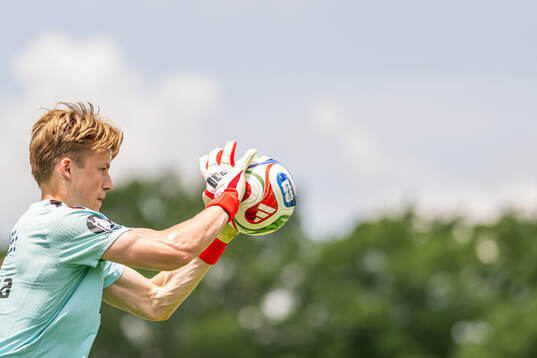 Goalkeeper Sander Tangvik of the Norwegian national