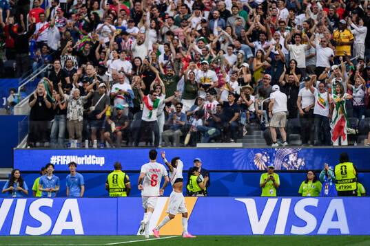 Ramin Rezaeian of Iran celebrates