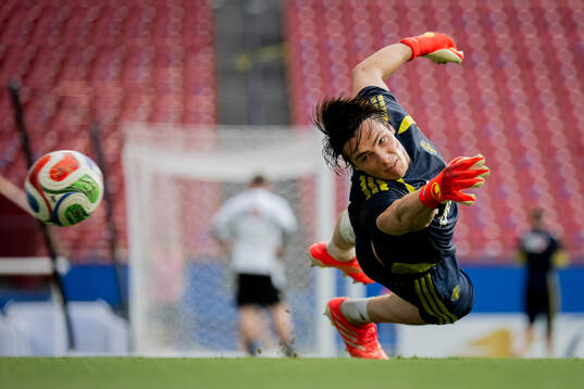 Goalkeeper Jacob Widell Zetterström of the Swedish