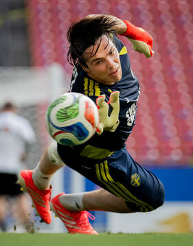 Goalkeeper Jacob Widell Zetterström of the Swedish